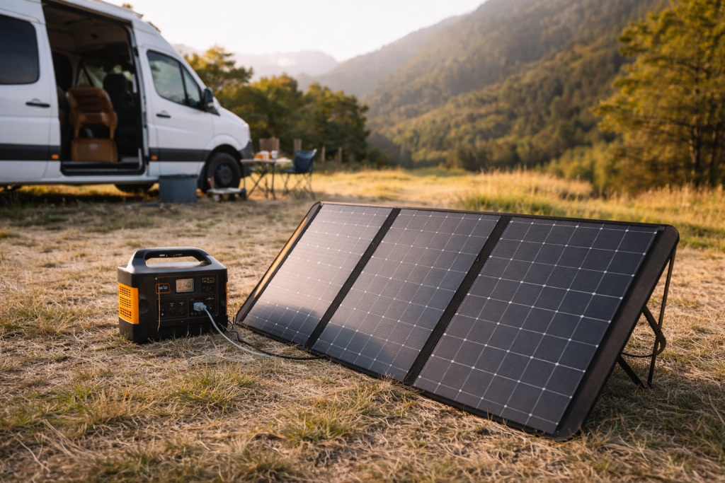 Mobile Energie für Reisen Solarpanel und Powerstation für Outdoor Reisen